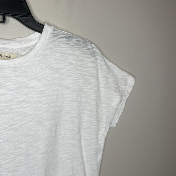 MADEWELL Tee Women Small Dolman-Sleeve White Slub Cotton Crewneck T-Shirt NP760 - Picture 5 of 14